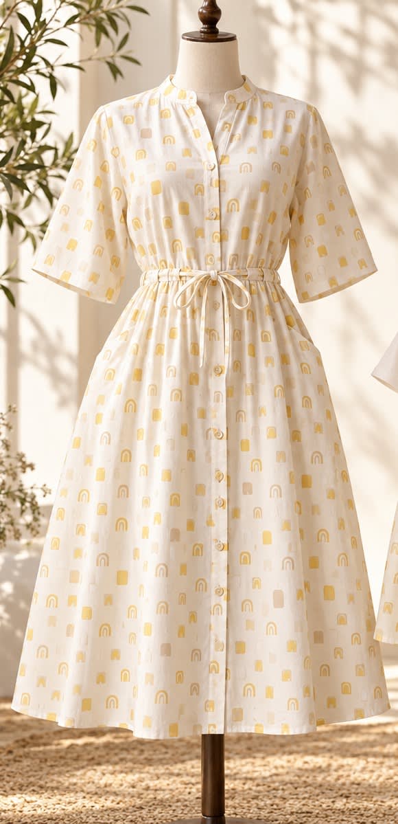 Mum’s Rainbow Print Button-Through Shirt Dress